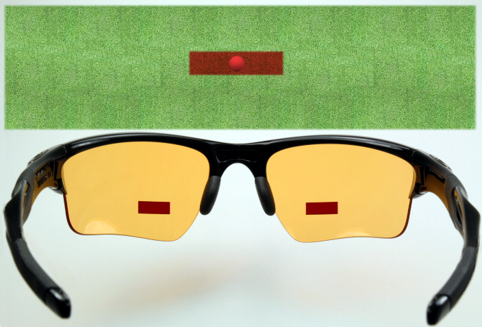 Correct attachment of the Steady Swing golf aid thin film lenses on sunglasses.